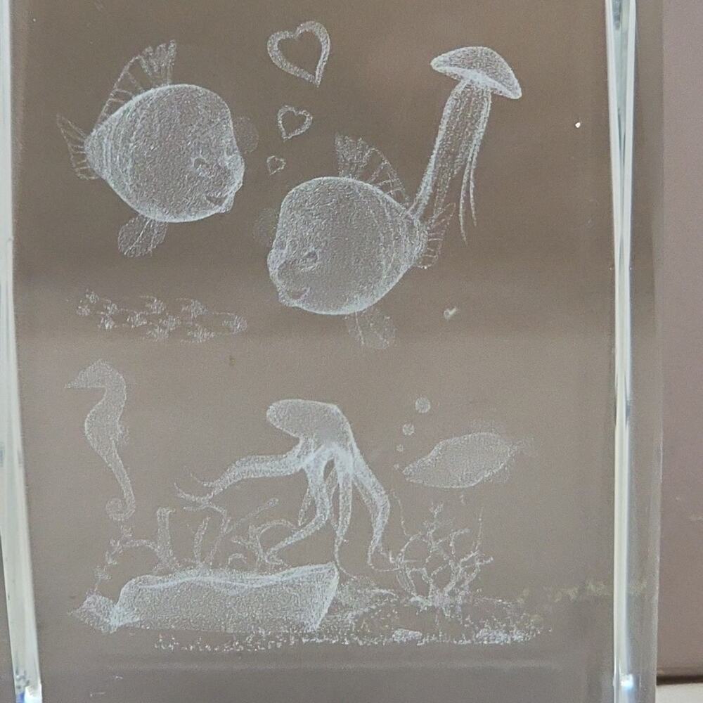 Art Glass Paper Weight Fish Underwater Ocean View 3D, Amazing Piece! Octopus Sea - Picture 2 of 8